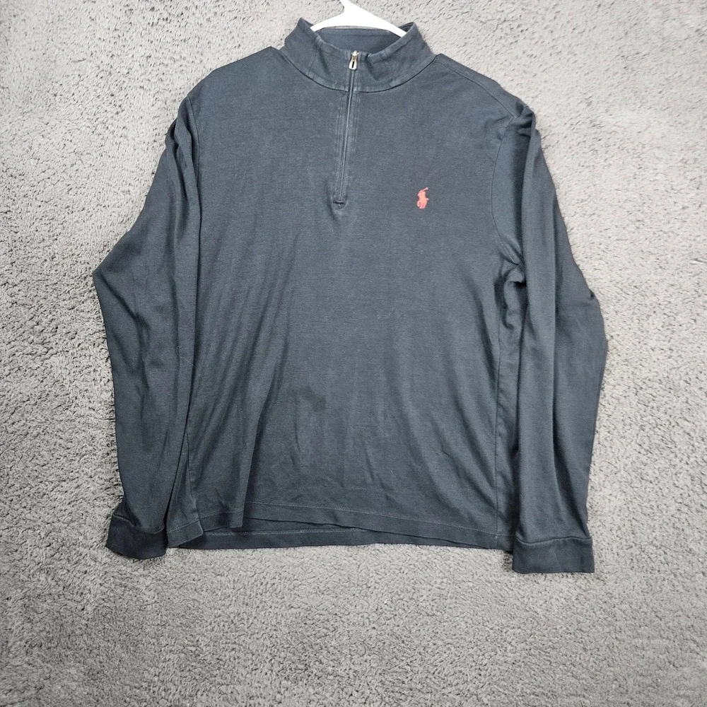 Polo Ralph Lauren Quarter Zip Pullover Men's Long Sleeve Shirt Gray‎